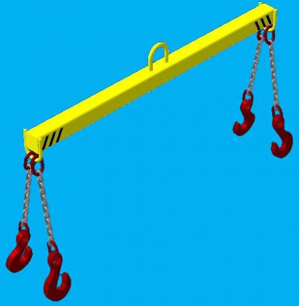 Траверса линейная из профильной трубы с цепными стропами, захват за центр